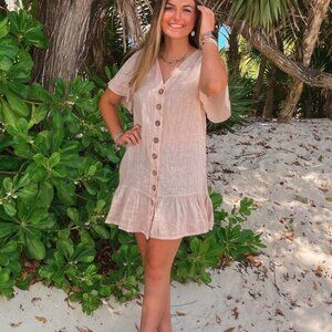 Feminine Pink Linen Shift Dress | Italian Linen